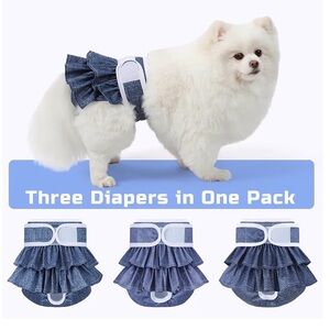 3 pack reusable dog diapers with ruffles